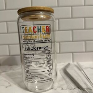 Teacher Glass Cup with Bamboo Lid